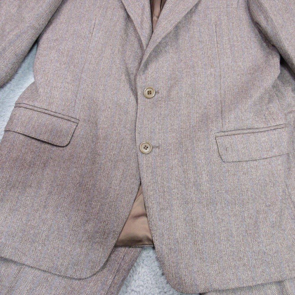 SSSSSSSSSSSSS Mens Brown Herringbone 100% Wool 2-Piece Suit Italy Size 38 26029 - Picture 2 of 15